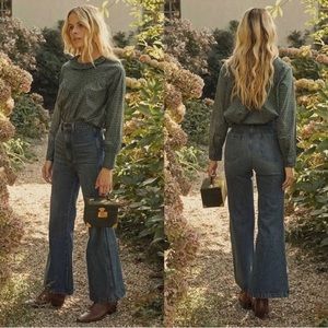 Doen | Plum Top in Evergreen Winter Ditsy M